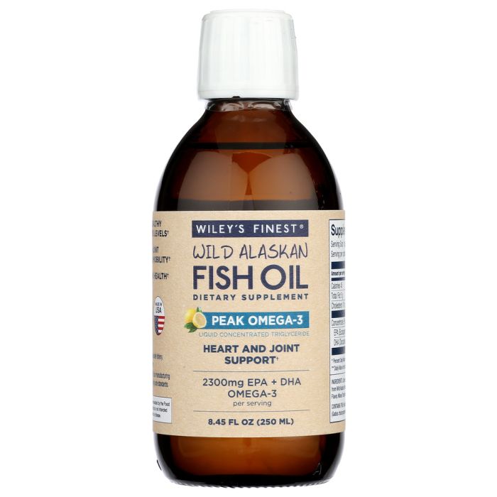 WILEYS FINEST: Peak Omega 3 Liquid Wild Alaskan Fish Oil, 8.45 oz