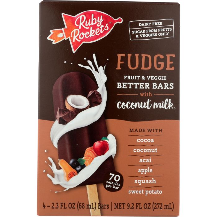 RUBYS ROCKETS: Fudge Fruit & Veggie Better Bars 4-2.3 oz, 9.2 oz