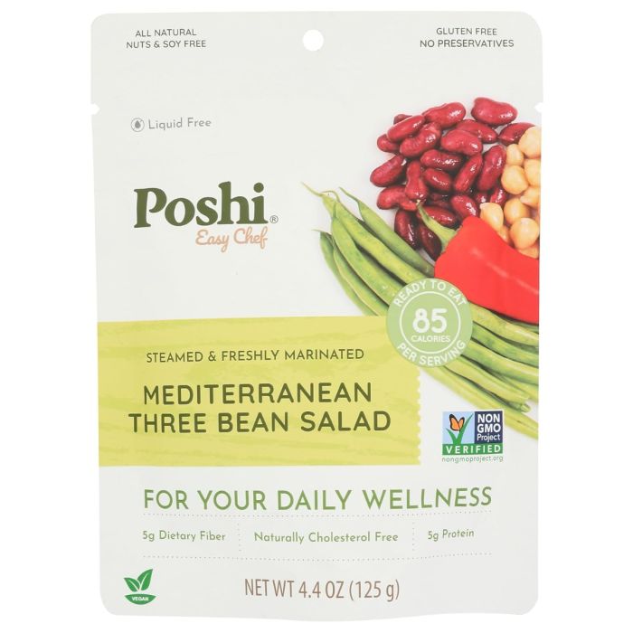 POSHI: Mediterranean Three Bean Salad Easy Chef, 4.4 oz