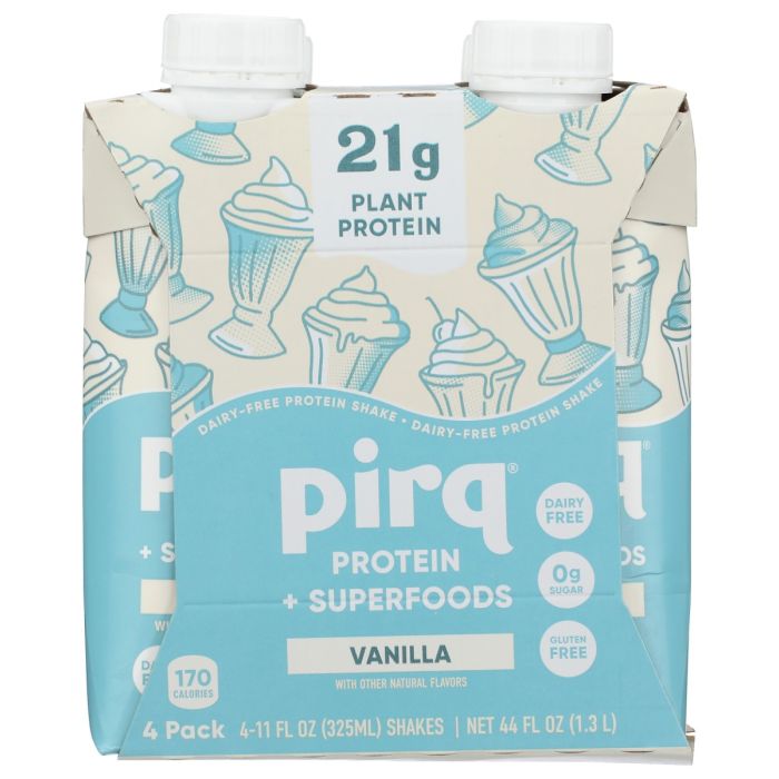 PIRQ: 21g Plant Based Protein Shakes Vanilla 4Pk, 44 fo