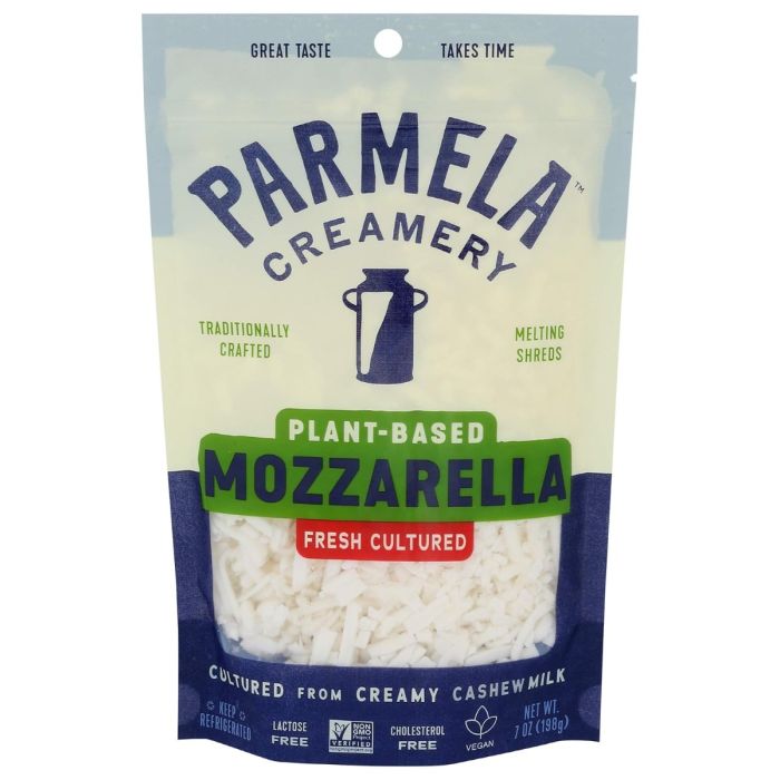 PARMELA CREAMERY: Plant-Based Mozzarella Cheese Shreds, 7 oz