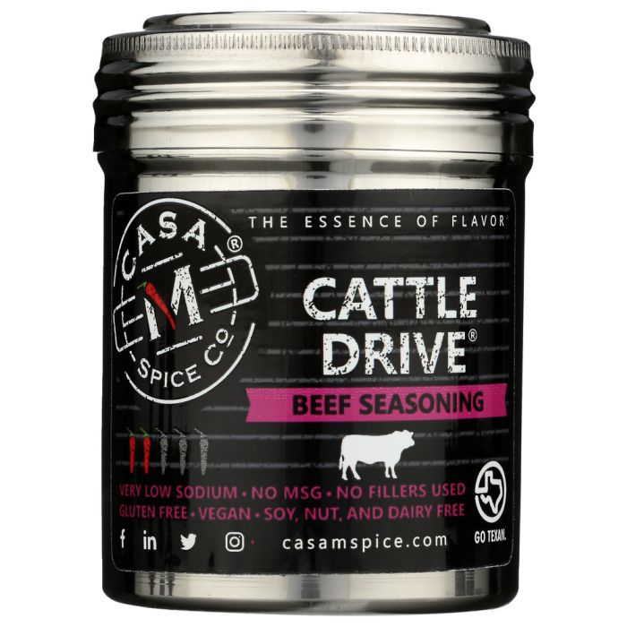 CASA M SPICE: Cattle Drive Beef Seasoning Stainless Shaker, 5 oz