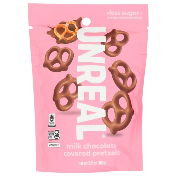UNREAL: Milk Chocolates Covered Pretzels, 3.5 oz