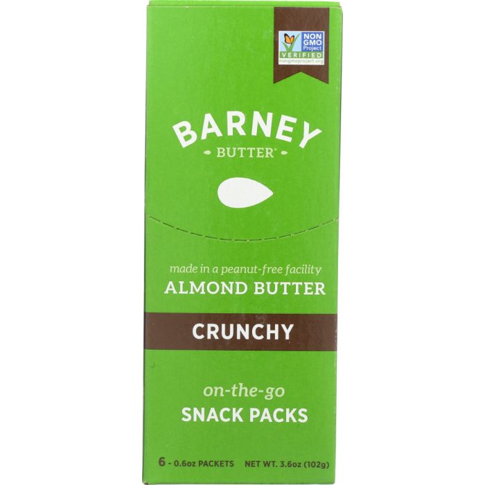 BARNEY BUTTER: Almond Butter Crunchy 6x0.6 oz Packets, 3.6 oz