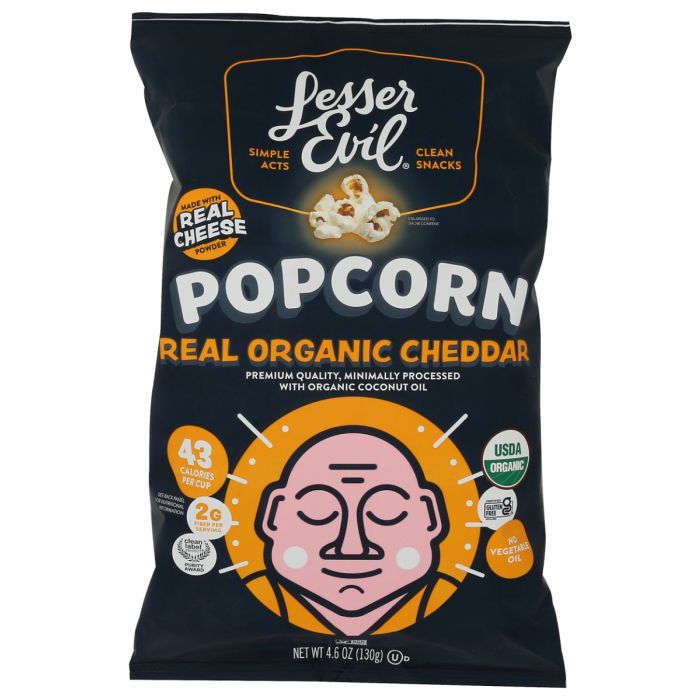 LESSER EVIL: Organic Real Organic Cheddar Popcorn, 4.6 oz