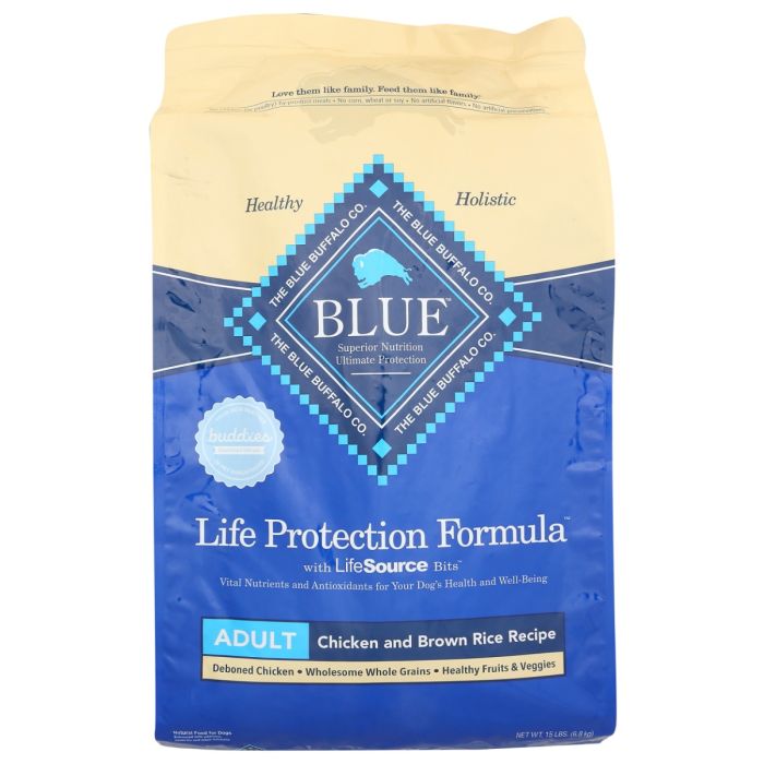 BLUE BUFFALO: Life Protection Formula Adult Dog Food Chicken and Brown Rice Recipe, 15 lb
