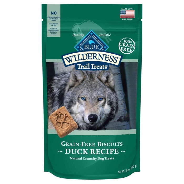 BLUE BUFFALO: Wilderness Trail Treats Dog Treat Duck Biscuits, 10 oz