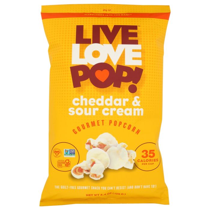 LIVE LOVE POP: Cheddar & Sour Cream Popcorn, 4.4 oz