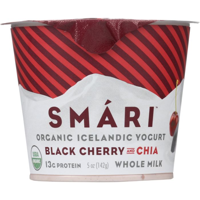 SMARI: Organic Icelandic Yogurt Black Cherry and Chia, 5 oz