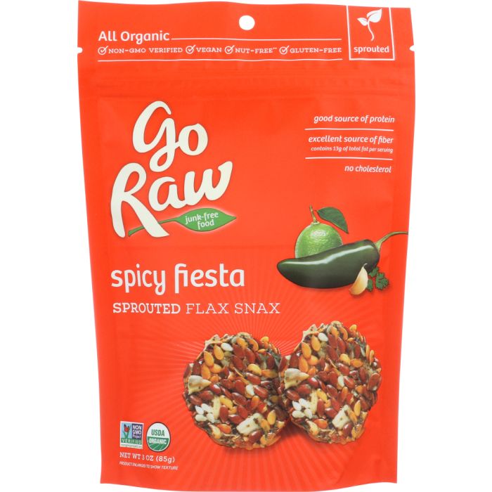 GO RAW: Organic Flax Snax Spicy Fiesta, 3 oz