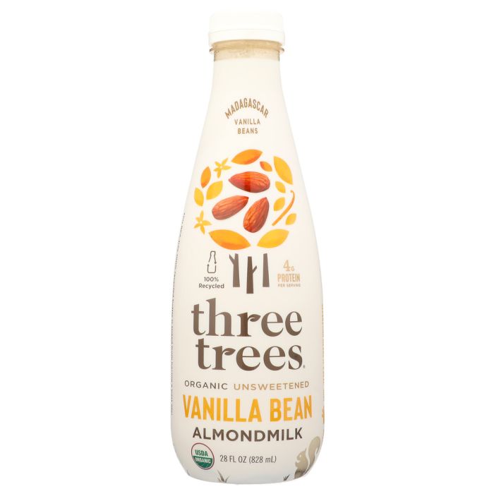 THREE TREES: Unsweetened Vanilla Bean Almond Milk, 28 oz