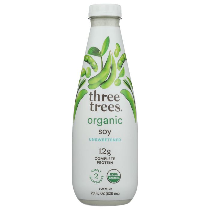 THREE TREES: Organic Unsweetened Soy Milk, 28 fo