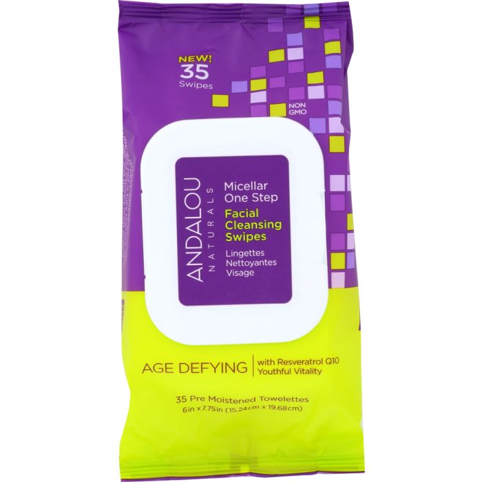 ANDALOU NATURALS: Micellar One Step Facial Cleansing Swipes Age Defying, 35 pc