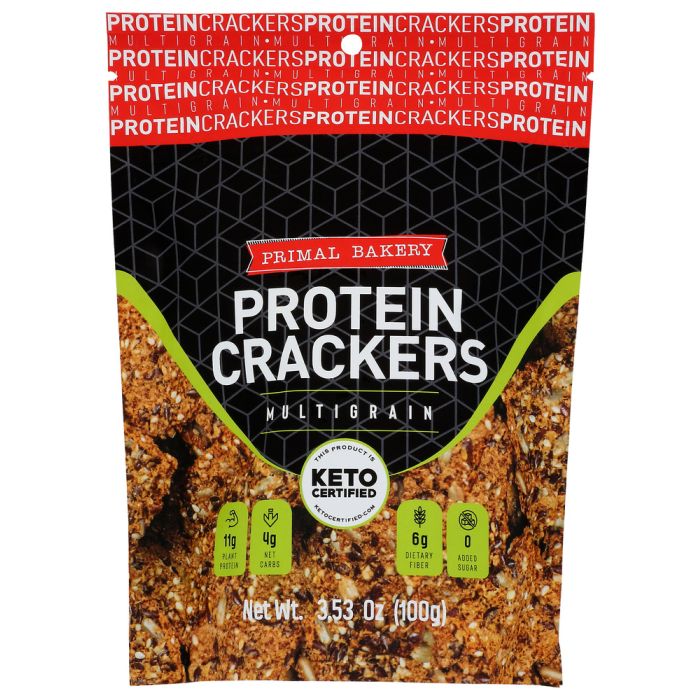 PRIMAL BAKERY: Multigrain Keto Protein Crackers, 3.53 oz