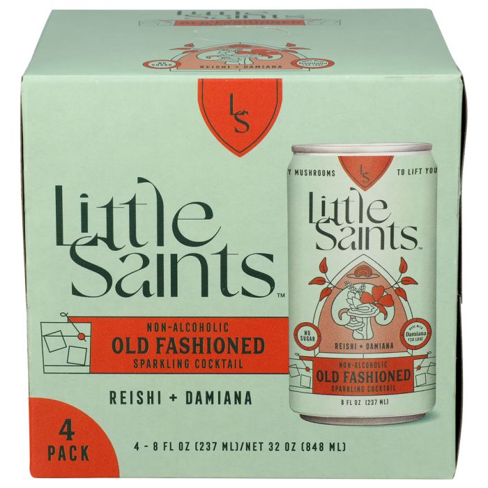 LITTLE SAINTS: Old Fashioned Non Alcoholic Cocktail 4 Cans, 32 fo