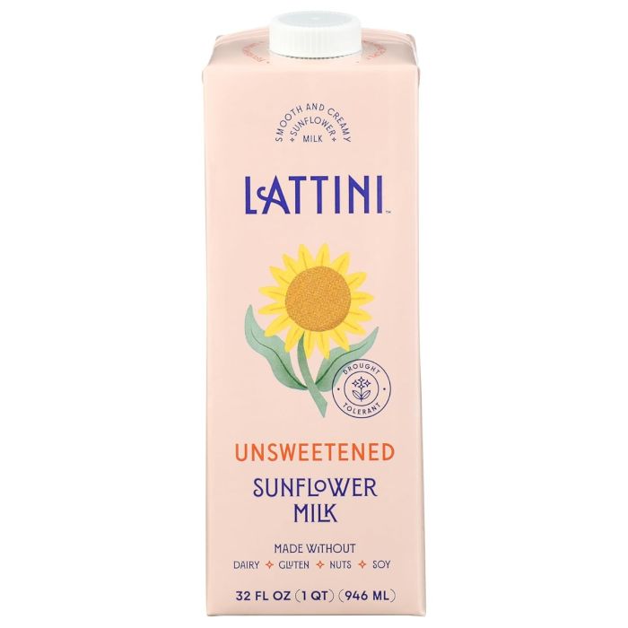 LATTINI: Unsweetened Sunflower Milk, 32 fo