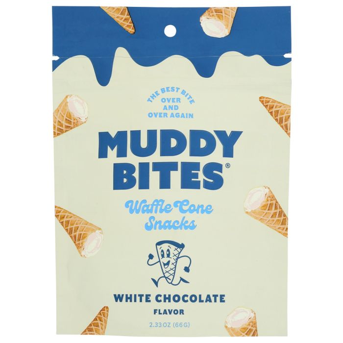 MUDDY BITES: Waffle Cone Snacks White Chocolate, 2.33 oz