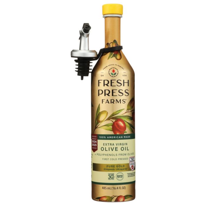 FRESH PRESS FARMS: Pure Gold Extra Virgin Olive Oil, 485 ml