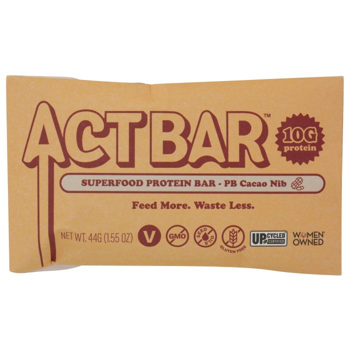 ACT BAR: Peanut Butter Cacao Nib Superfood Protein Bar, 1.55 oz