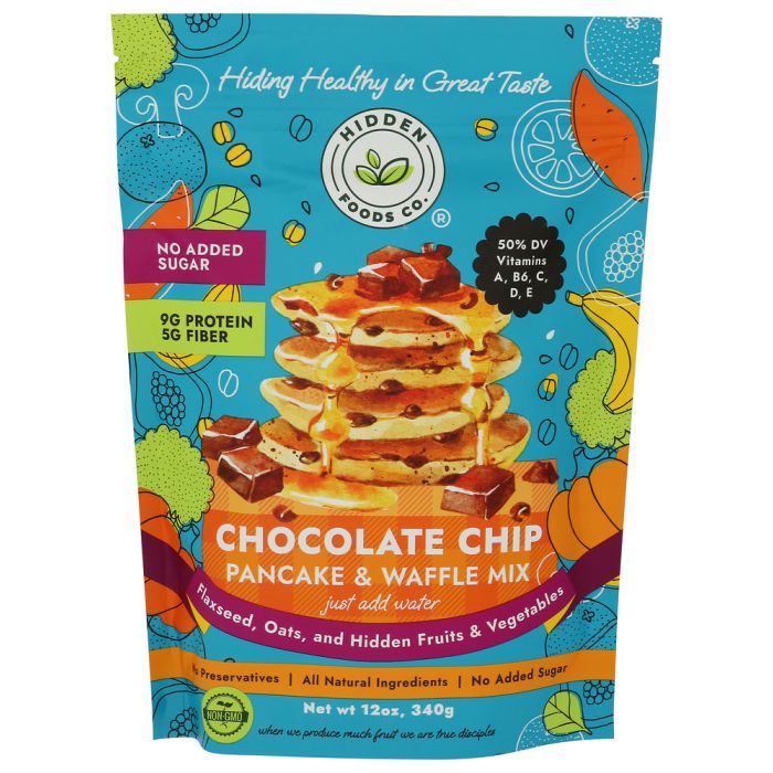 HIDDEN FOODS CO: Chocolate Chip Pancake and Waffle Mix, 12 oz