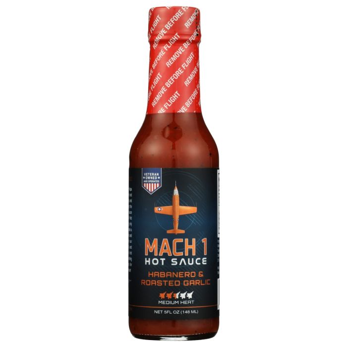 MACH1: Habanero and Roasted Garlic Hot Sauce, 5 fo