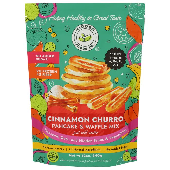 HIDDEN FOODS CO: Cinnamon Churro Pancake and Waffle Mix, 12 oz