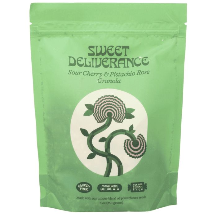 SWEET DELIVERANCE: Sour Cherry and Pistachio Rose Granola, 8 oz