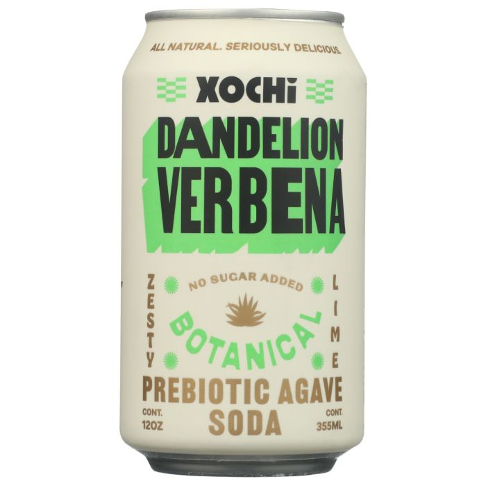 XOCHI: Dandelion Verbena Prebiotic Agave Soda, 12 oz