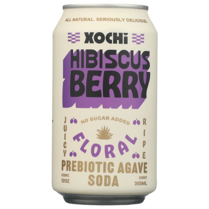 XOCHI: Hibiscus Berry Prebiotic Agave Soda, 12 oz
