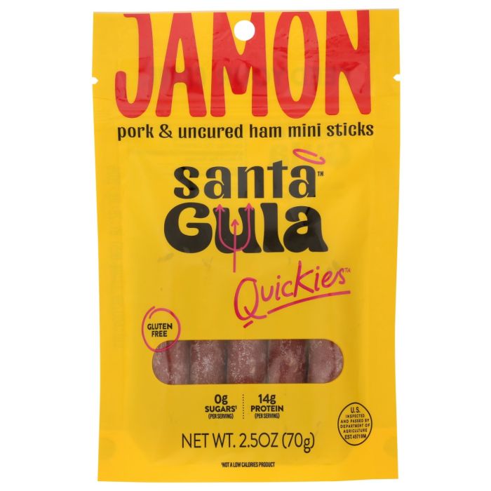 SANTA GULA: Quickies Spanish Dry Cured Jamon Pork and Uncured Ham Mini Sticks, 2.5 oz