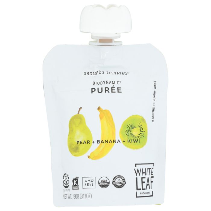 WHITE LEAF PROVISIONS: Baby Food Pear Banan Kiwi, 90 gm