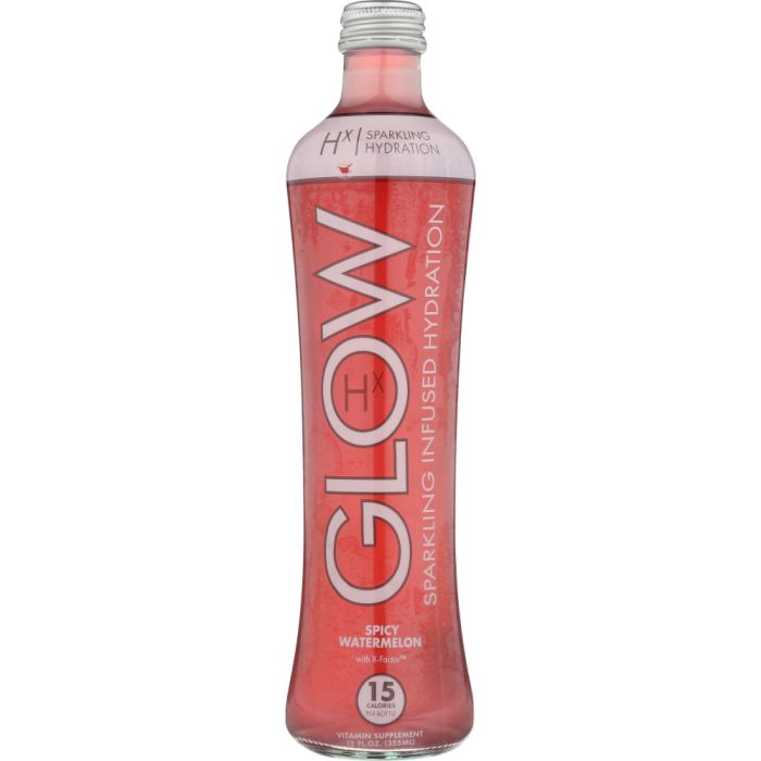 GLOW BEVERAGES: Sparkling Infused Hydration Drink Spicy Watermelon, 12 fl oz