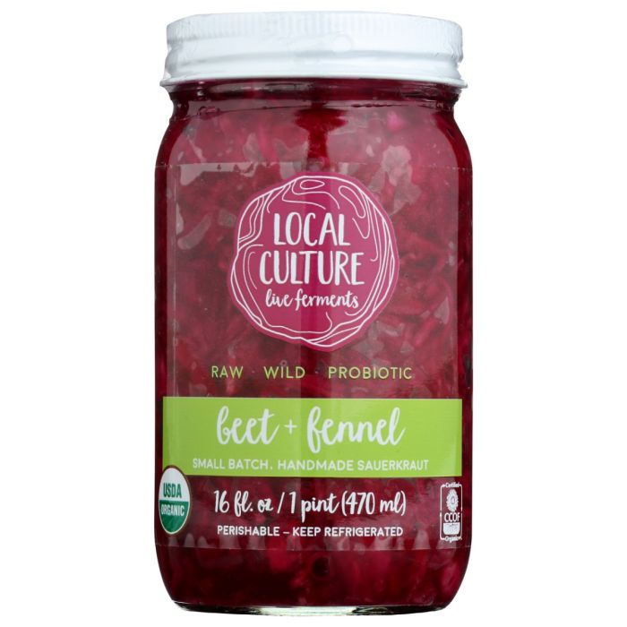 LOCAL CULTURE FERMENTS: Beet and Fennel Sauerkraut, 16 oz