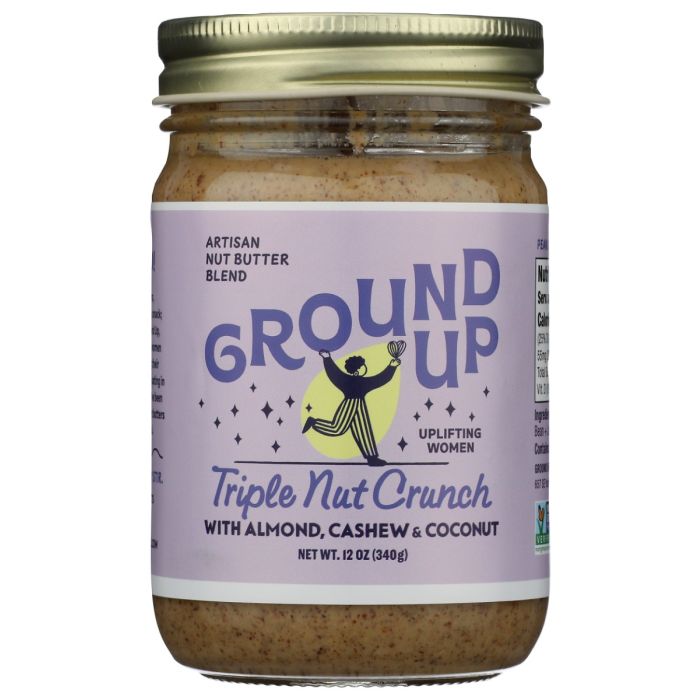 GROUND UP: Triple Nut Crunch Almond, Cashew and Coconut Butter, 12 oz