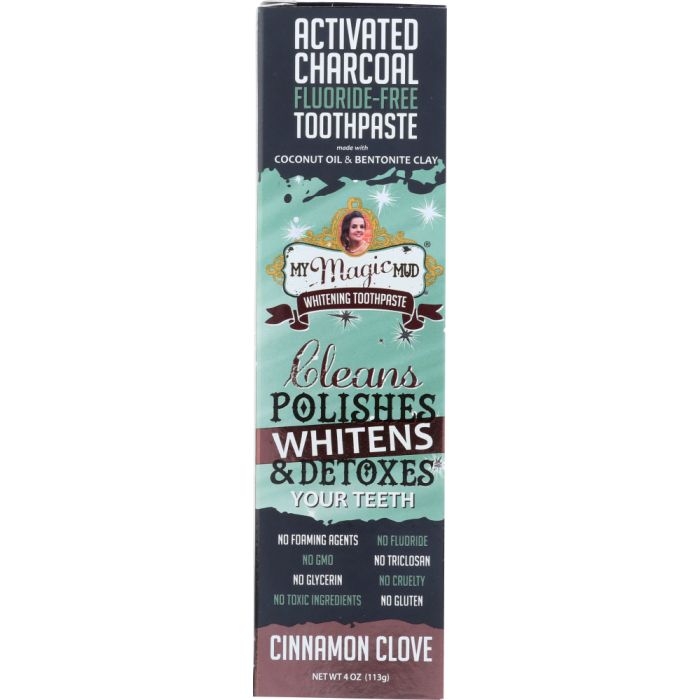 MY MAGIC MUD: Activated Charcoal Toothpaste Cinnamon Clove, 4 oz