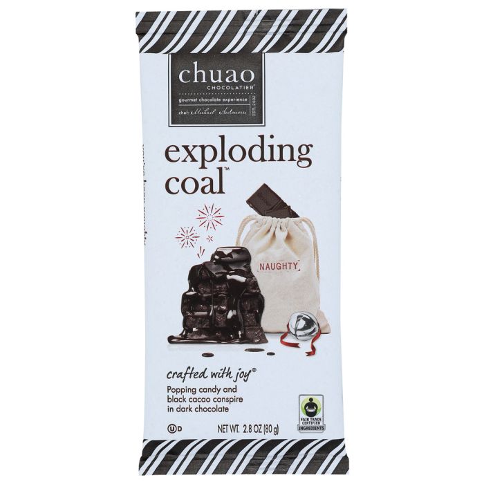 CHUAO CHOCOLATIER: Exploding Coal Chocolate Bar, 2.8 oz