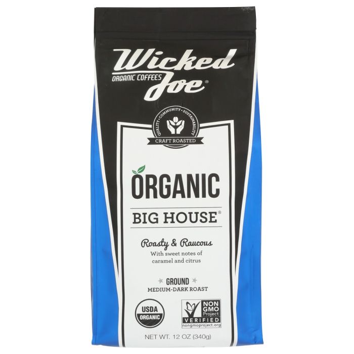 WICKED JOE COFFEE: Organic Ground Coffee Medium-Dark Roast Big House, 12 oz