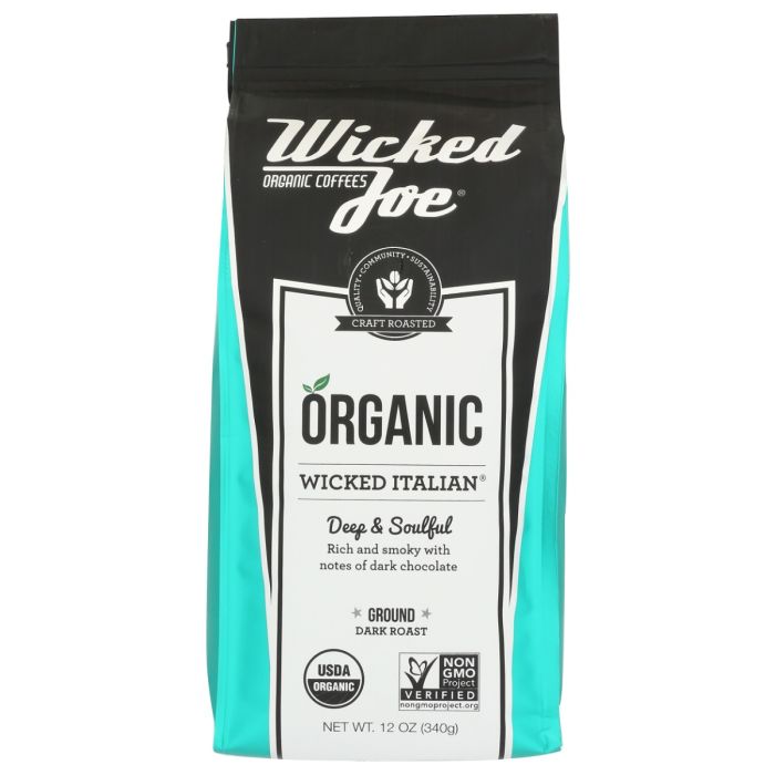 WICKED JOE COFFEE: Organic Ground Coffee Dark Roast Wicked Italian, 12 oz