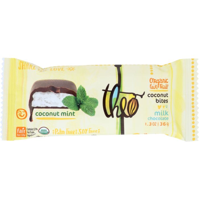 THEO CHOCOLATE: Coconut Bites Mint Chocolate, 1.3 oz