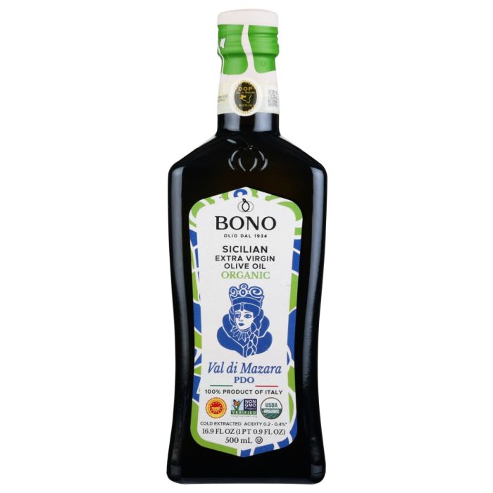 BONO: Val di Mazara Sicilian PDO Organic Extra Virgin Olive Oil, 0.5 lt