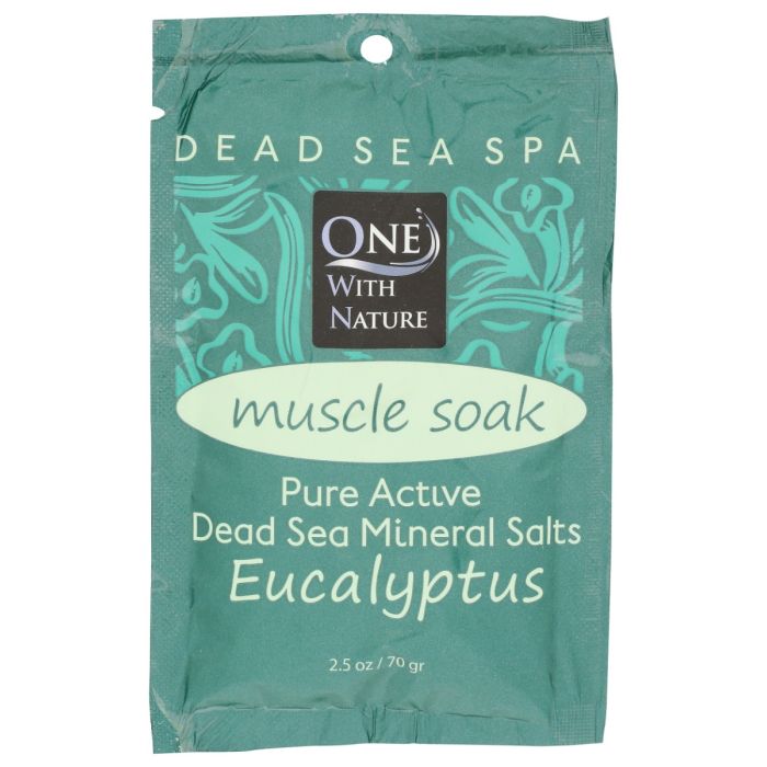 ONE WITH NATURE: 100% Pure Active Dead Sea Minerals Salts Muscle Soothing Eucalyptus, 2.5 oz