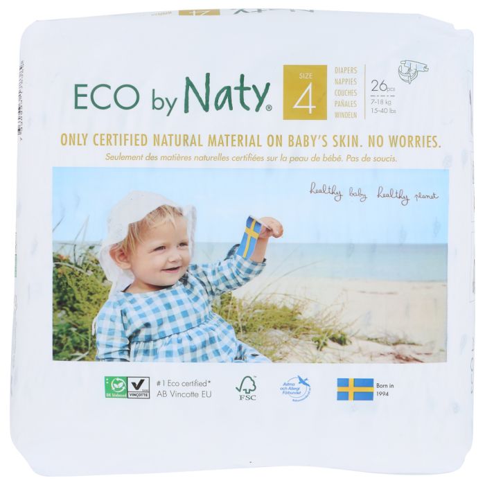 NATY ECO BY NATY: Size 4 Diapers, 26 ct