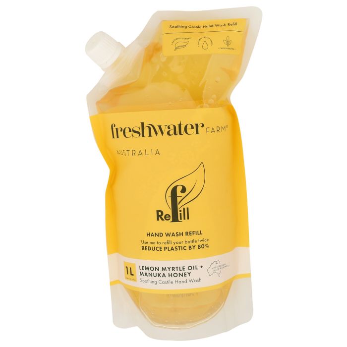 FRESHWATER FARM AUSTRALIA: Lemon Myrtle Oil and Manuka Honey Hand Wash Refill, 34 fo