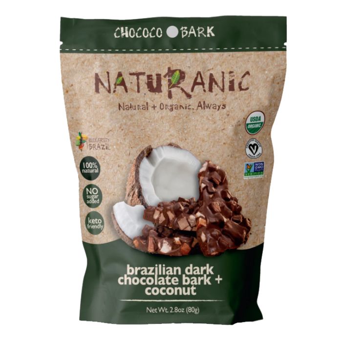 NATURANIC: Brazilian Dark Chocolate Bark + Coconut Mix Snack, 2.8 oz