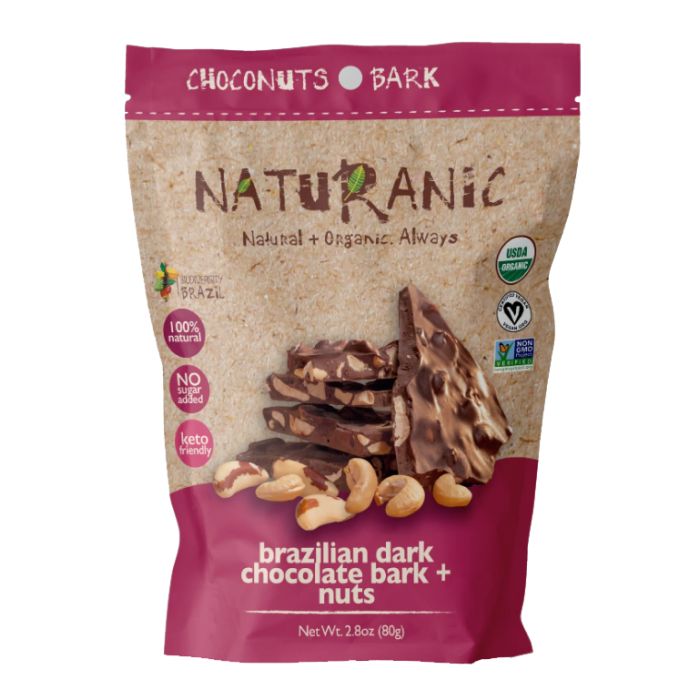 NATURANIC: Brazilian Dark Chocolate Bark + Nut Mix Snack, 2.8 oz