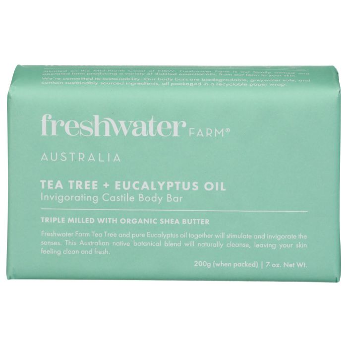 FRESHWATER FARM AUSTRALIA: Tea Tree and Eucalyptus Oil Body Bar Soap, 7 oz