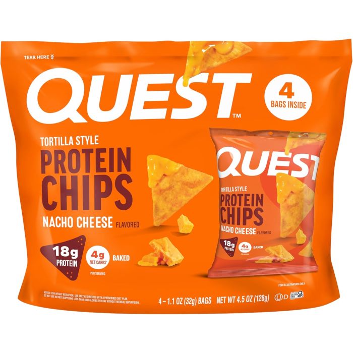 QUEST: Nacho Cheese Tortilla Style Protein Chips 4pack, 4.5 oz