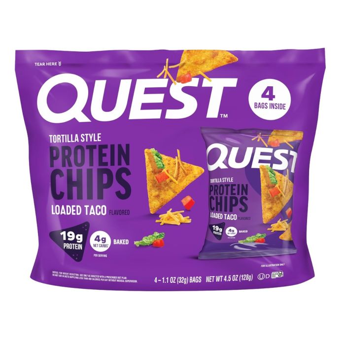 QUEST: Loaded Taco Tortilla Style Protein Chips 4 pack, 4.5 oz