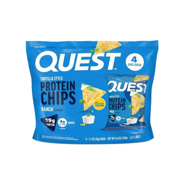 QUEST: Ranch Tortilla Style Protein Chips 4 pack, 4.5 oz