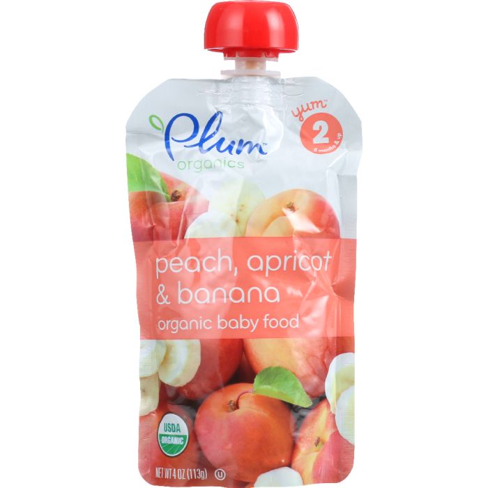 PLUM ORGANICS: Organic Baby Food Stage 2 Peach, Apricot & Banana, 4 oz